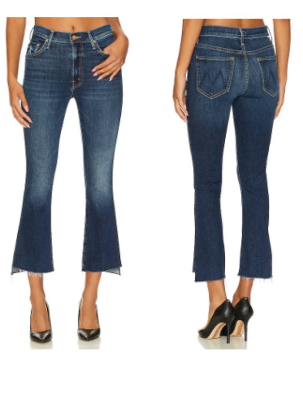 Mother 27 The Insider Crop Step Fray Boot Cropped Jeans in Teaming Up Blue Wash